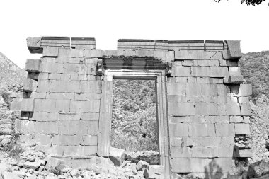 Olympos kapısı eski sütun taş const Myra'da bush