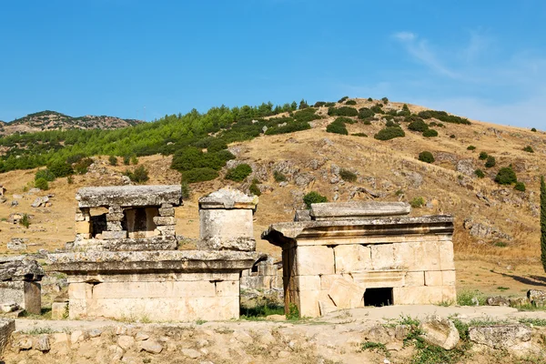 Ιστορία pamukkale παλιά στήλη και την — Φωτογραφία Αρχείου