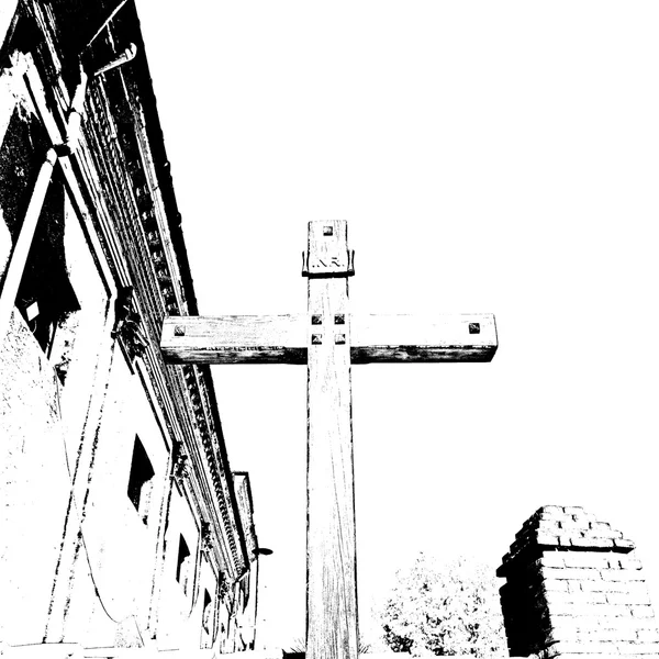 在意大利欧洲和天空的墙壁抽象圣洁十字架 — 图库照片