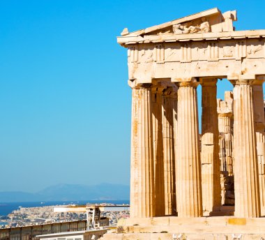 Akropolis ve tarihsel Atina Yunanistan eski architectur