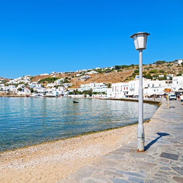 Vecchia storia in cicladi isola porto e barca santorini naksos — Foto Stock