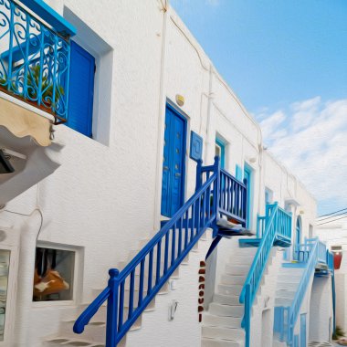 Yunanistan antorini Avrupa eski ev ve beyaz renk Adası