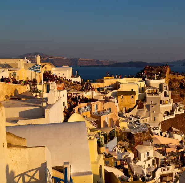 Sea  in architecture    europe cyclades santorini old town white — Stock Photo, Image