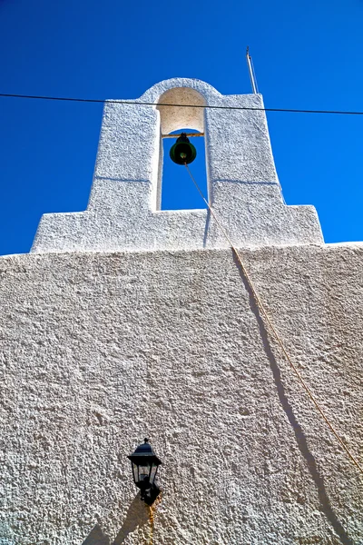 In cyclades      europe sky and bell — Stock Photo, Image