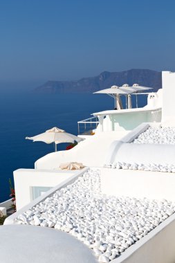 Avrupa'nın Kiklad Adaları santorini ve gökyüzü
