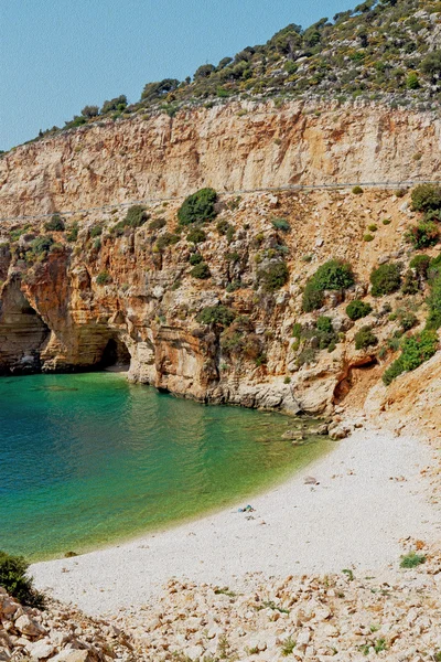 Asien in thurkey antalya lycia weg wasser felsen und himmel in der nähe des n — Stockfoto