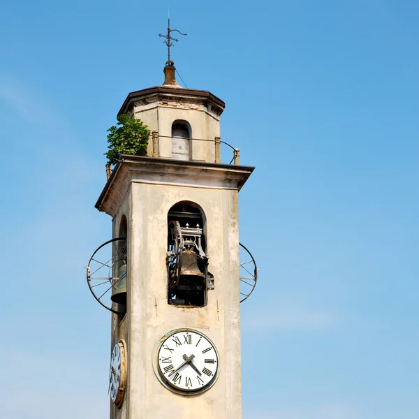 Monument  clock tower in italy europe old  stone and bell — Stock Photo, Image