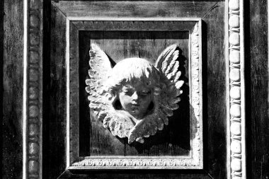 Soyut melek doku kahverengi antika woode heykeli