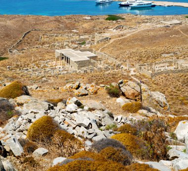 Deniz delos Yunanistan historycal Akropolis ve eski harabe site