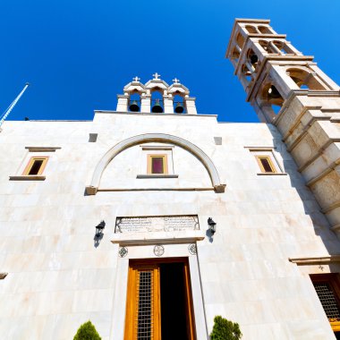  Mykonos eski mimari beyaz arka plan çapraz santo içinde