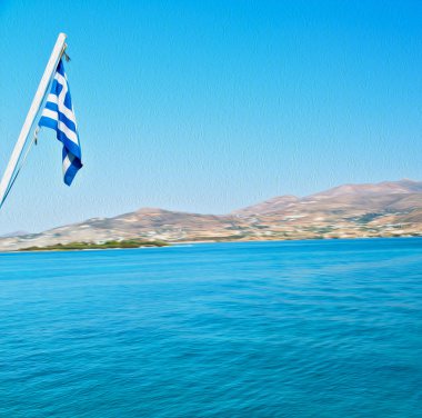 Akdeniz se tekne adalarından köpük ve köpük Yunanistan