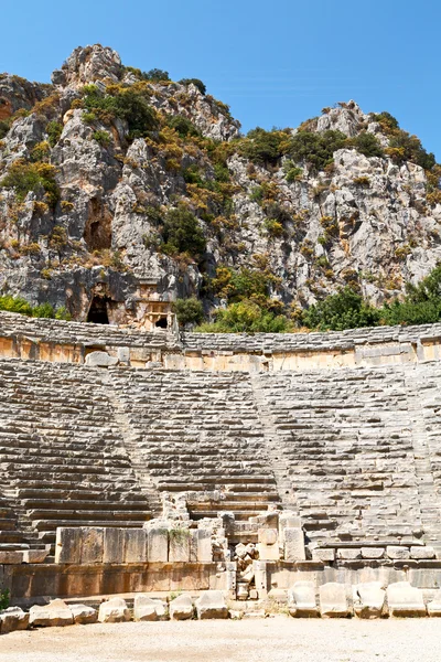 Αρχαιολογία θέατρο με μύρα νεκρόπολη και πέτρα — Φωτογραφία Αρχείου