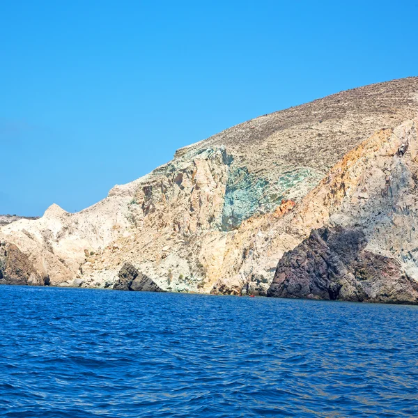 Van de boot zee en hemel in Middellandse Zee santorini Griekenland — Stockfoto