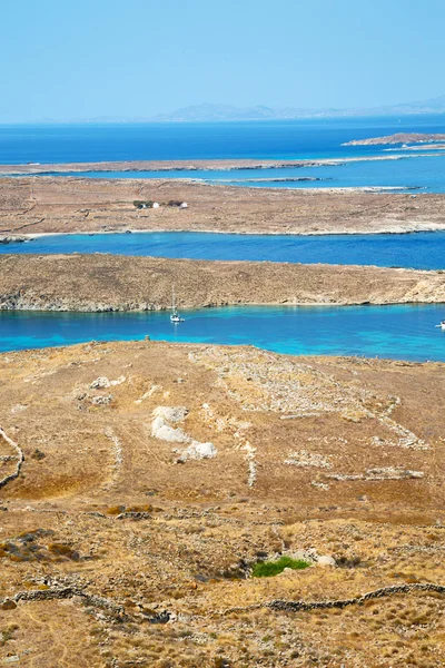 Morze w delos Grecja Akropol historycal — Zdjęcie stockowe