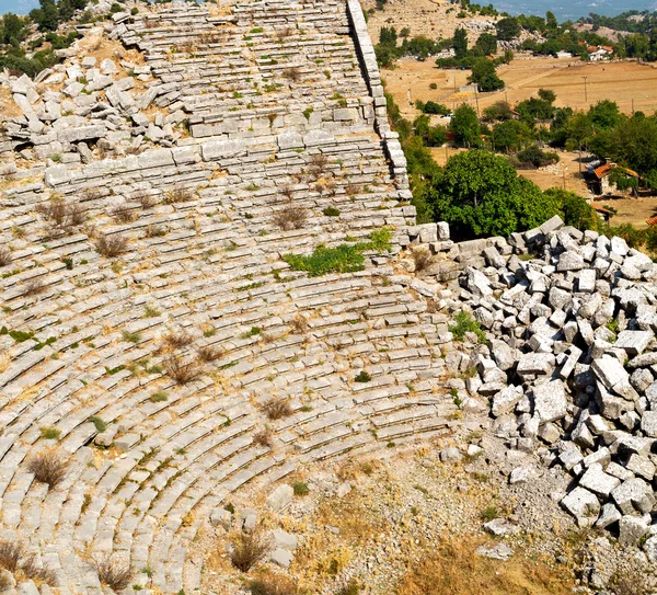 Ἀπὸ τοῦ λόφου στην Ασία Τουρκία selge αρχιτεκτονική ερείπια του παλιού και να — Φωτογραφία Αρχείου