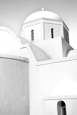 Santorini Yunanistan eski yapılar ve gökyüzü