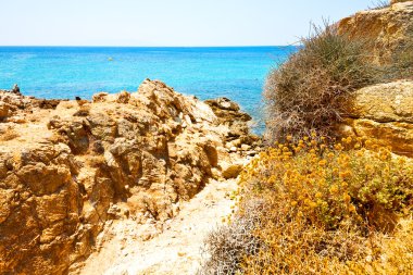 Yunanistan mykonos Adası rock deniz ve plaj mavi gökyüzü