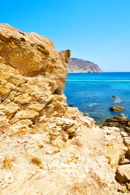 Yunanistan mykonos Adası rock deniz ve plaj mavi gökyüzü