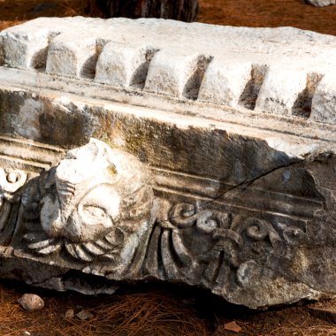 eski sütun mahvetti ve taş phaselis Tapınağı Türkiye'de yok 