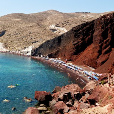 su ve Akdeniz kıyı şeridi deniz kırmızı beach santorini g