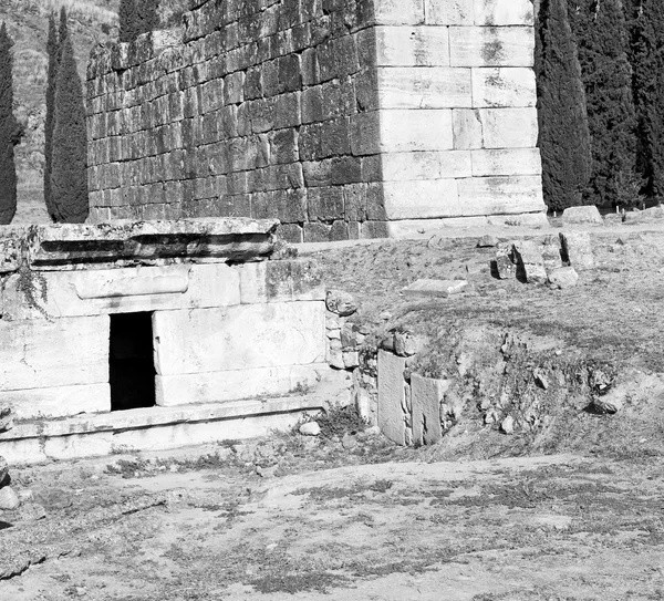 E a história do templo romano pamukkale construção antiga em como — Fotografia de Stock