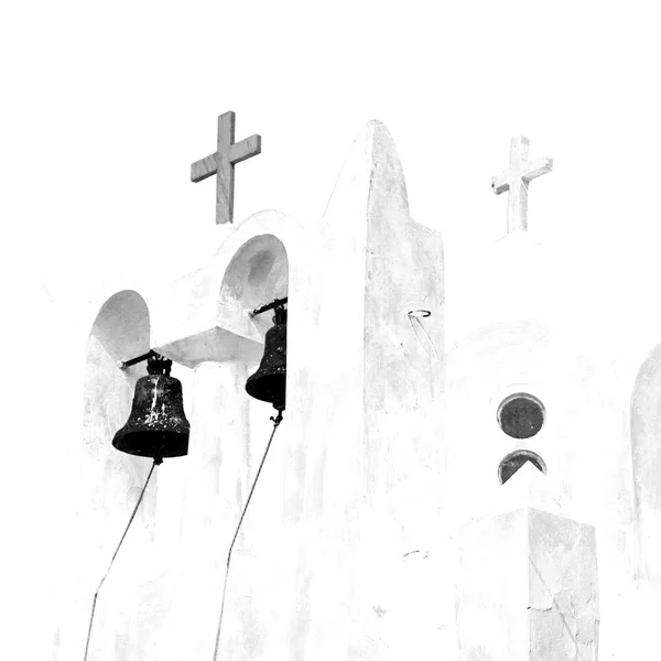 Architektura bílé pozadí kříž v santorini Řecko ol — Stock fotografie
