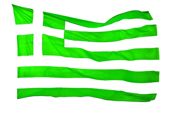Blanco ondeando bandera griega en el cielo azul y asta de la bandera —  Fotos de Stock