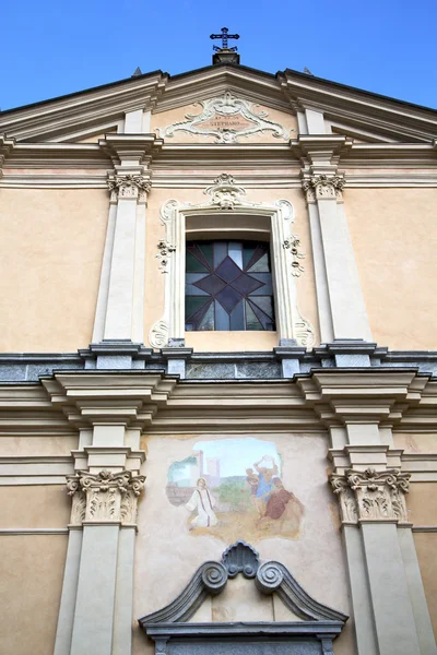 Rose window  italy  lombardy     in  the somma lombardo old — Stock Photo, Image