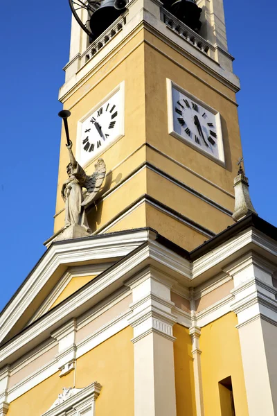 In cislago  abstract      the   wall  and church tower bell sunn — Stock Photo, Image