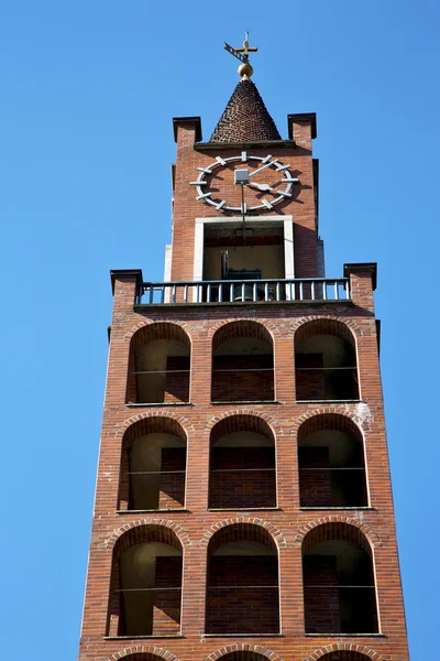 In castellanza  wall  and church tower bell sunny — Stock Photo, Image