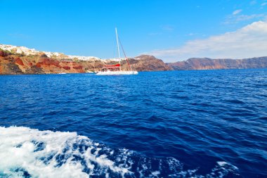 Avrupa Yunanistan gökyüzü bir tekne