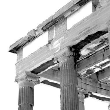 Avrupa'nın eski towert ve mermer tuğla Atina Akropol ve gökyüzü