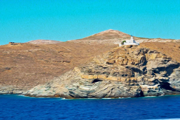 거품과 거품 그리스 지중해 se에서 보트 섬 — 스톡 사진
