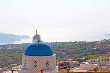 santorini beyaz deniz ve gökyüzü