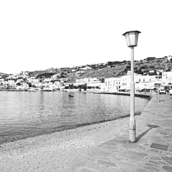 Velha história em ciclades ilha porto e barco santorini naksos — Fotografia de Stock