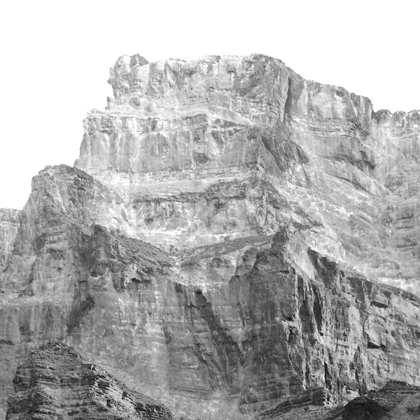 No oman o desfiladeiro velho da montanha e o canyon o céu nublado profundo — Fotografia de Stock