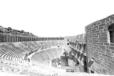  Aspendos ve Türkiye'nin Avrupa'nın eski tiyatro abstrac kırık