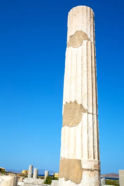 Arqueologia em delos greece a acrópole histórica e rui velho — Fotografia de Stock