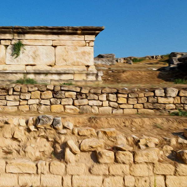 Gammal konstruktion kolumn och romerskt tempel historia pamukkal — Stockfoto