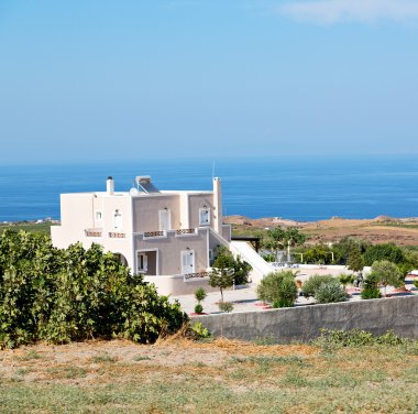 Deniz mimarisi Avrupa'nın Kiklad Adaları santorini eski şehir beyaz