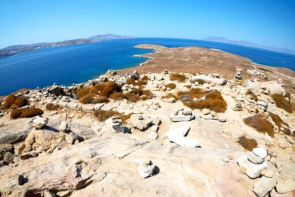 Famous   in delos greece the historycal acropolis and old ruin s — Stock Photo, Image