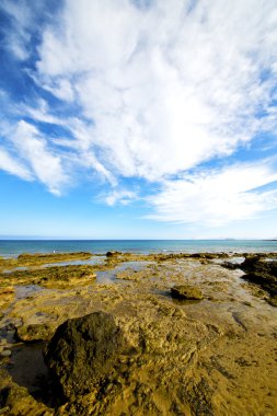 Bulutlu beach ışık Isle köpük rock gökyüzü manzara taş   