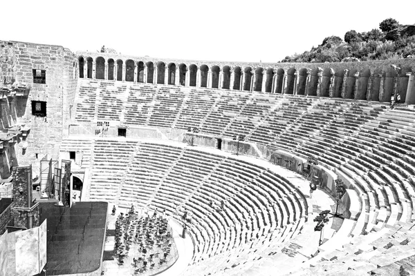 Aspendos en gebroken in Turkije Europa het oude theater abstrac — Stockfoto