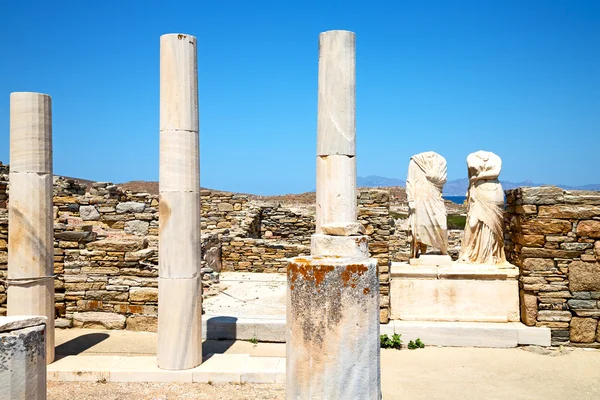 Delos Görögországban a leglátogatottabb Akropolisz régészeti és a régi rui — Stock Fotó