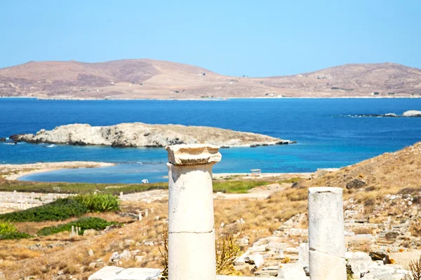 Temple à delos grec l'acropole historique et la vieille ruine si — Photo