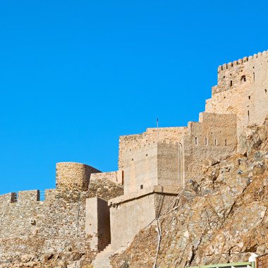 Umman muscat rock eski savunma fort battlesment gökyüzü ve