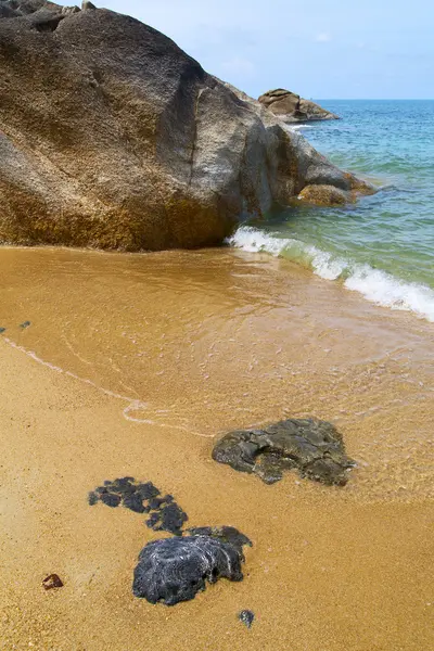 Mar de la china KHO samui Bahía asia isla blanca playa t — Foto de Stock