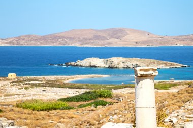delos Yunanistan historycal Akropolis tapınağında ve eski harabe sı