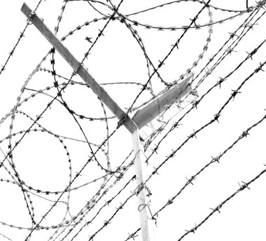 Umman barbwire içinde arka plan ve bulutlu gökyüzü