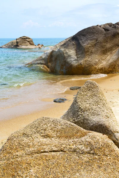 Kho beach tree rocks in thailand und china sea — Stockfoto
